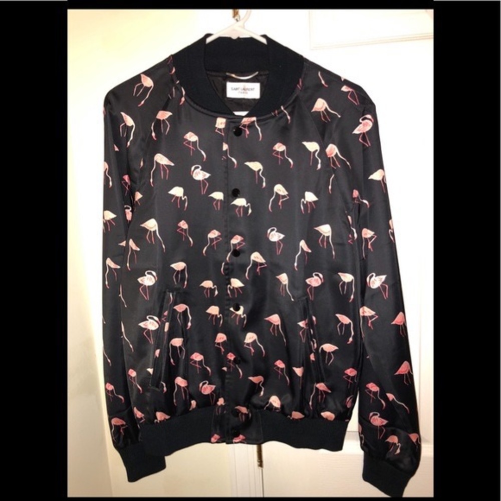 Flamingo pattern bomber jacket